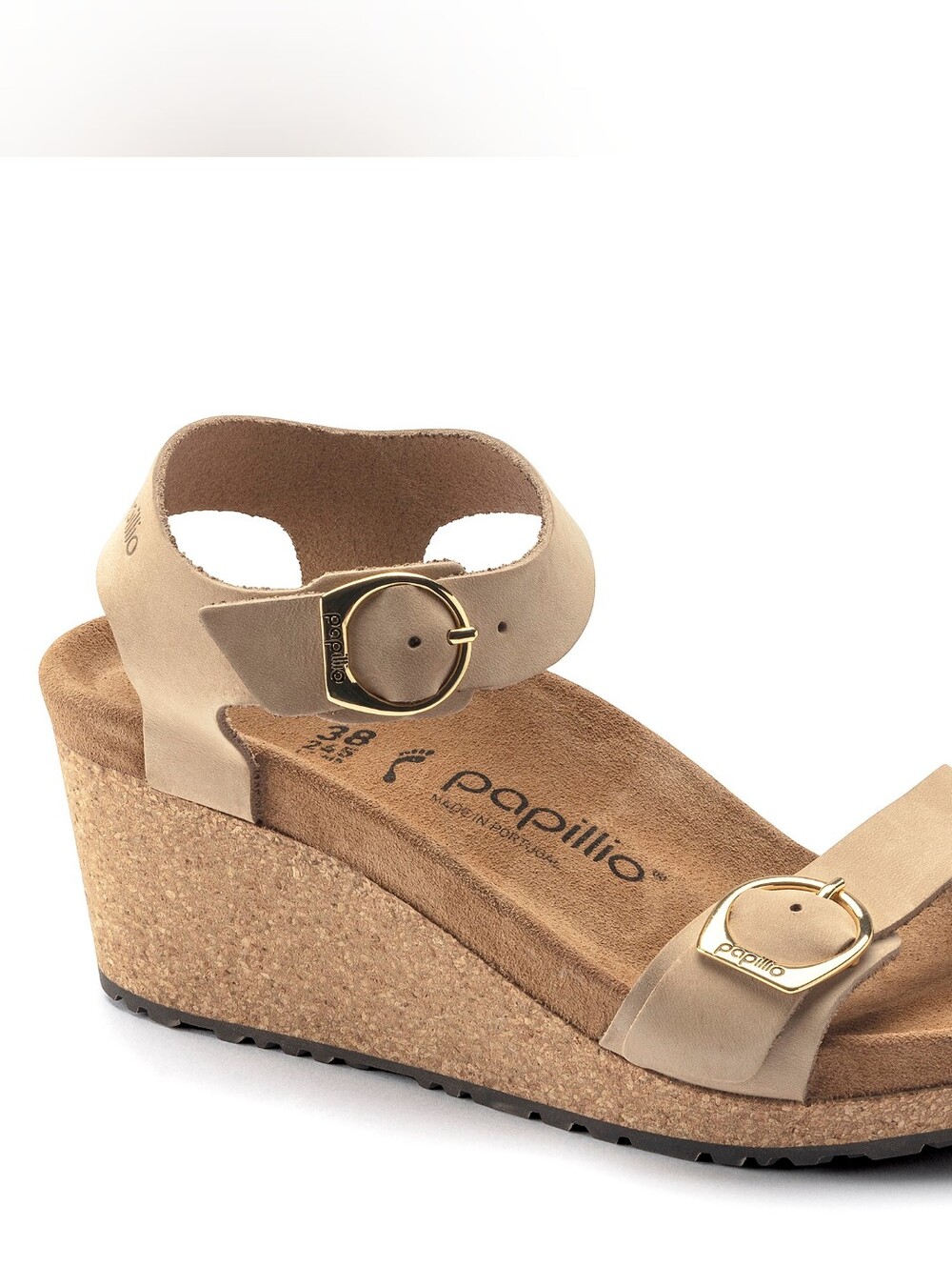 Birkenstock Papillio 39 Soley Wedge Sandal Sandcastle Tan Nubuck Leather Sz 8